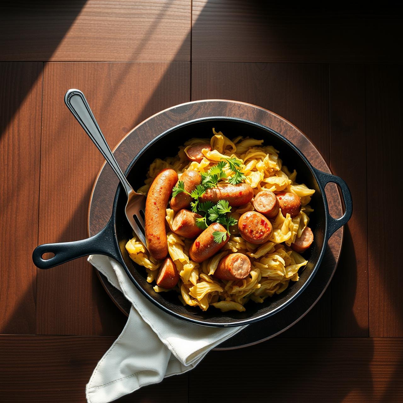 Budget Friendly Cabbage and Sausage Skillet (One Pan Dinner)