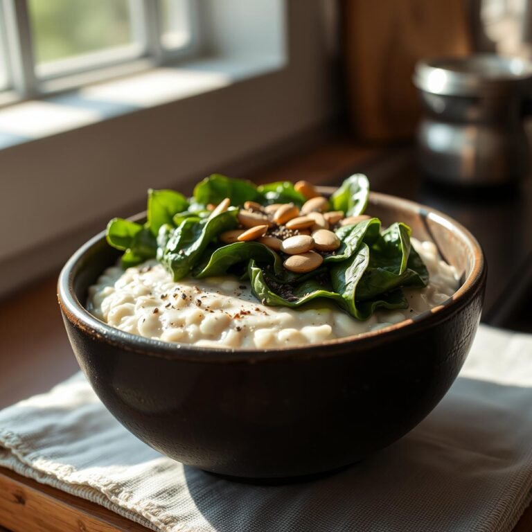Change Your Morning: Savory Egg White Oatmeal With Spinach (Protein Bomb)