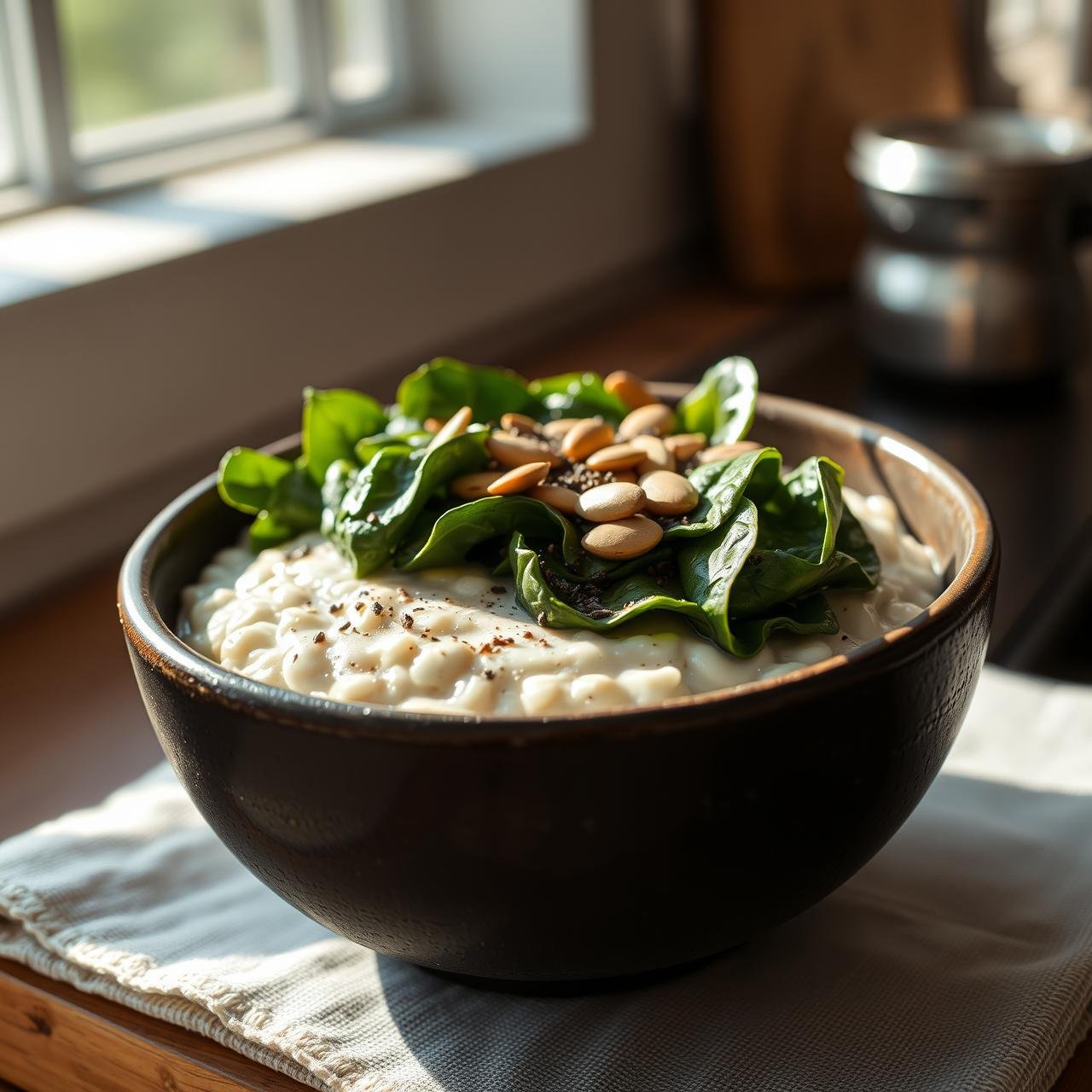 Change Your Morning: Savory Egg White Oatmeal With Spinach (Protein Bomb)