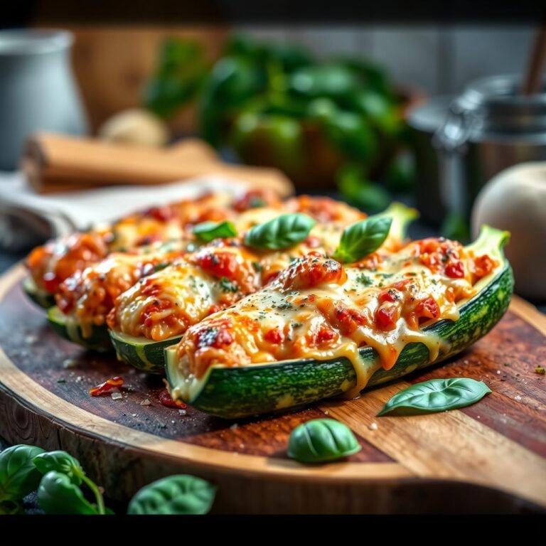 Cheesy Chicken Parmesan Zucchini Boats (Detailed Recipe, Low Calorie)