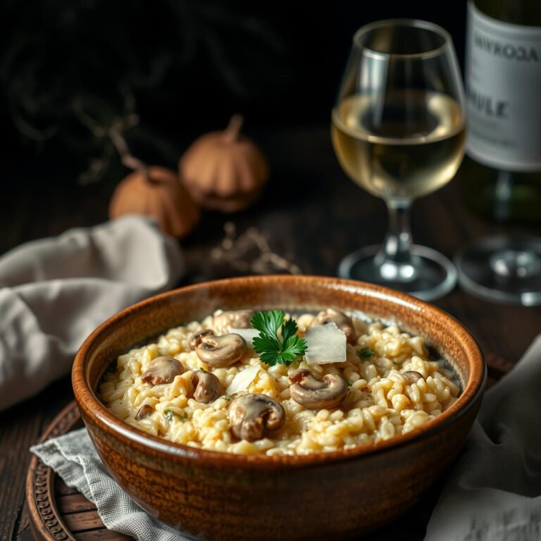 Creamy Chicken & Mushroom Risotto Using Konjac Rice (Low Carb)