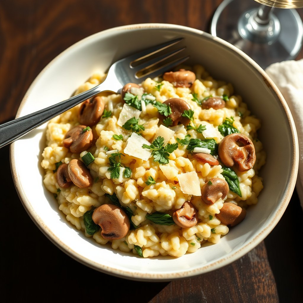 Creamy Mushroom And Spinach Cauliflower Risotto Without The Carbs