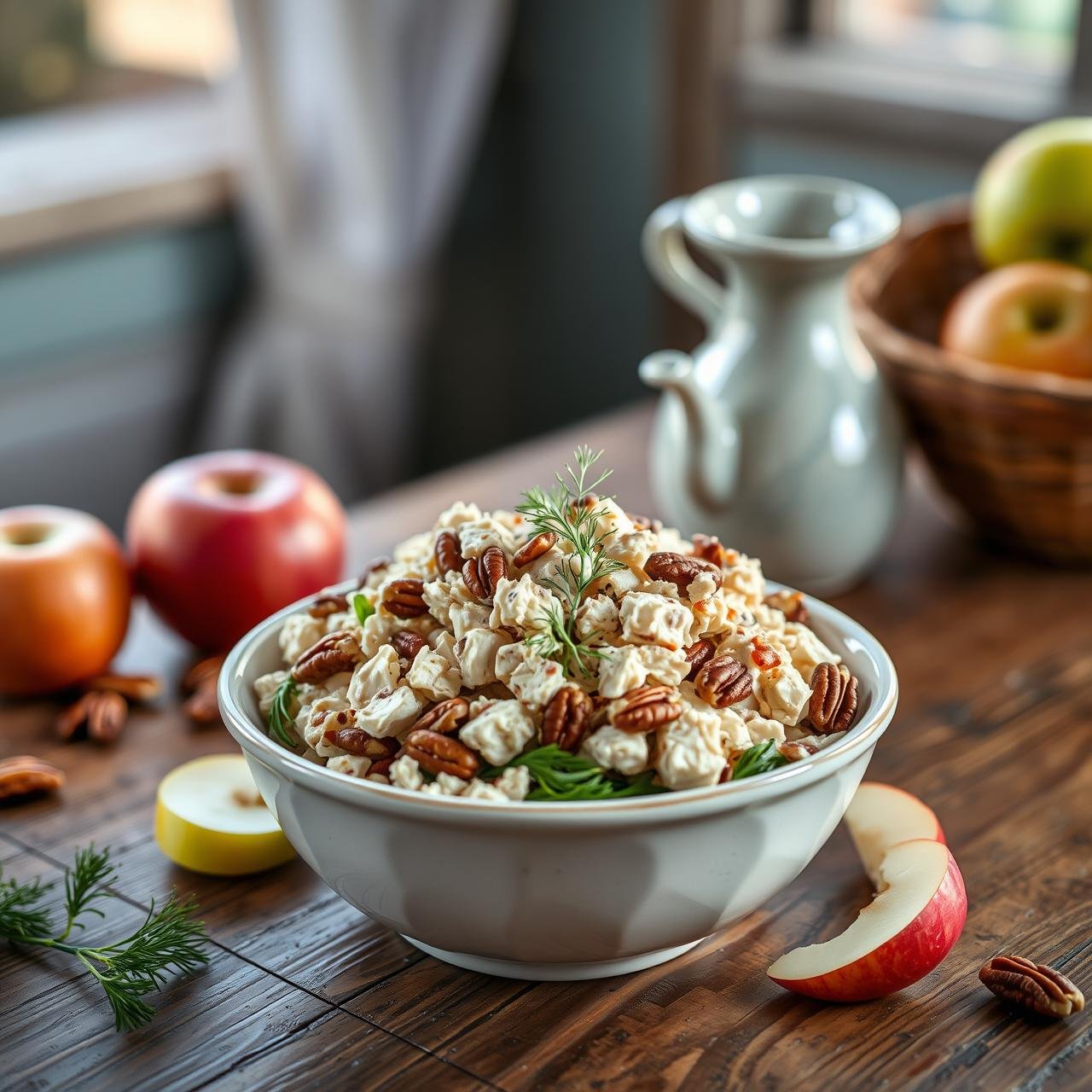 Crunchy Healthy Chicken Salad With Apples & Pecans (Detailed Recipe)