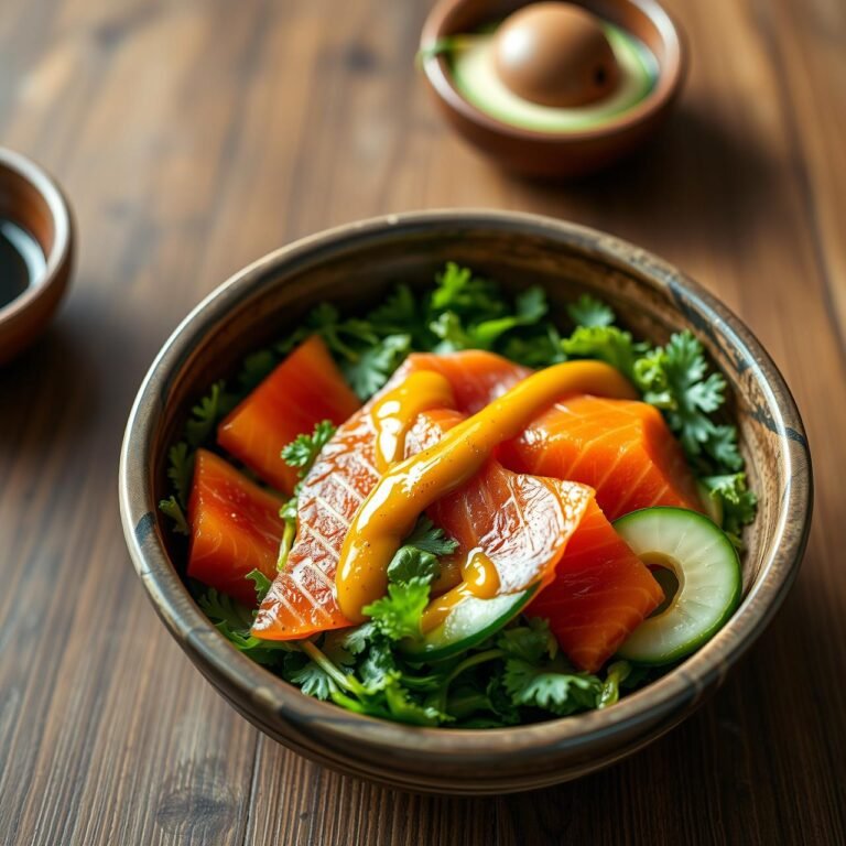 Fresh Japanese Sashimi Salad With Ginger Dressing (Zero Bloat)