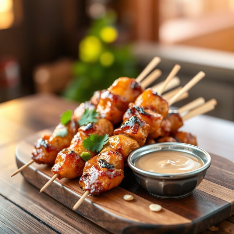 High Protein Chicken Satay Skewers With Skinny Peanut Sauce