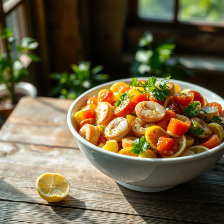 Italian Seafood Salad with Lemon Garlic Dressing (High Protein)