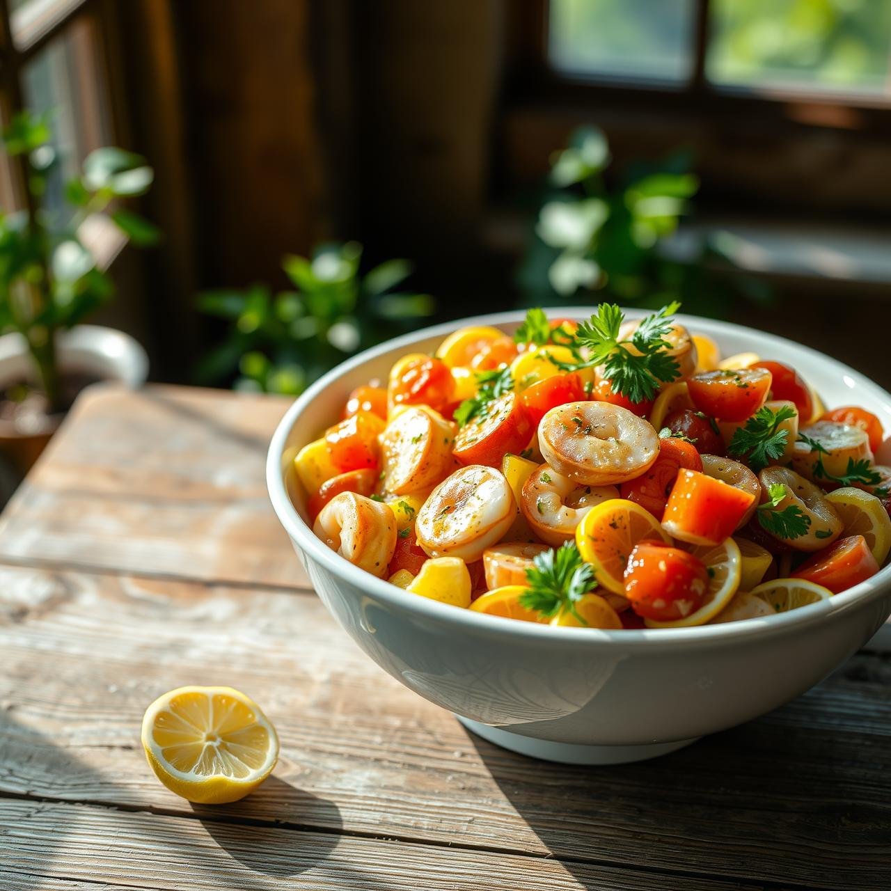 Italian Seafood Salad with Lemon Garlic Dressing (High Protein)