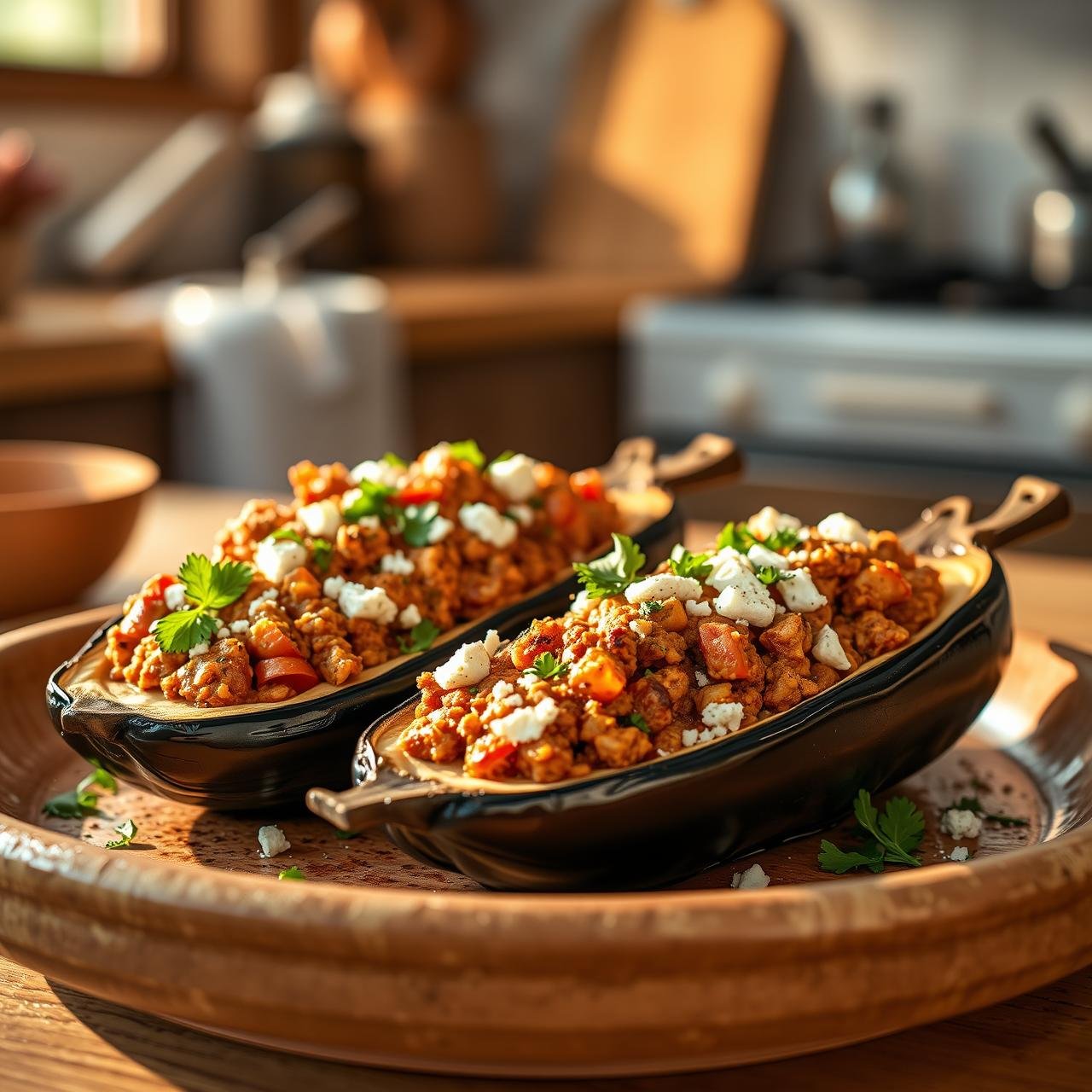 Low Carb Dinner Winner: Mediterranean Stuffed Eggplant Boats