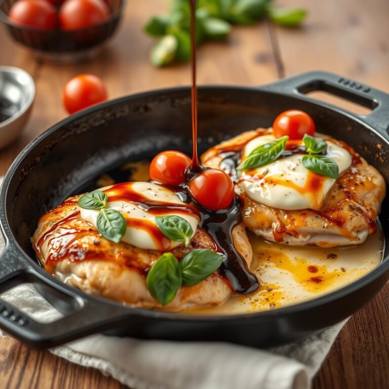 One Pan Chicken Balsamic Caprese: Juicy, Cheesy, & Low Carb