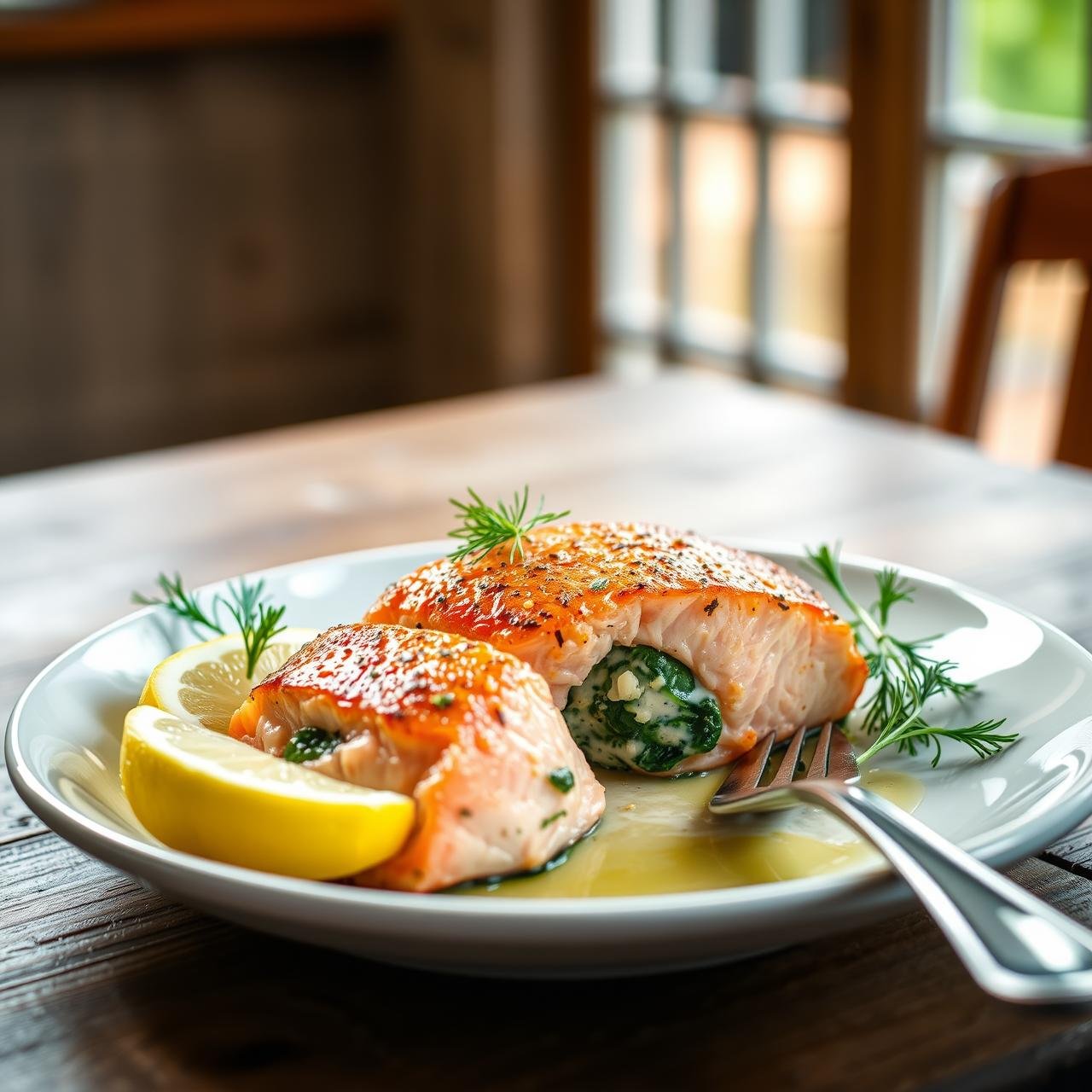 Restaurant Style Spinach Stuffed Salmon Fillets (Detailed Recipe)