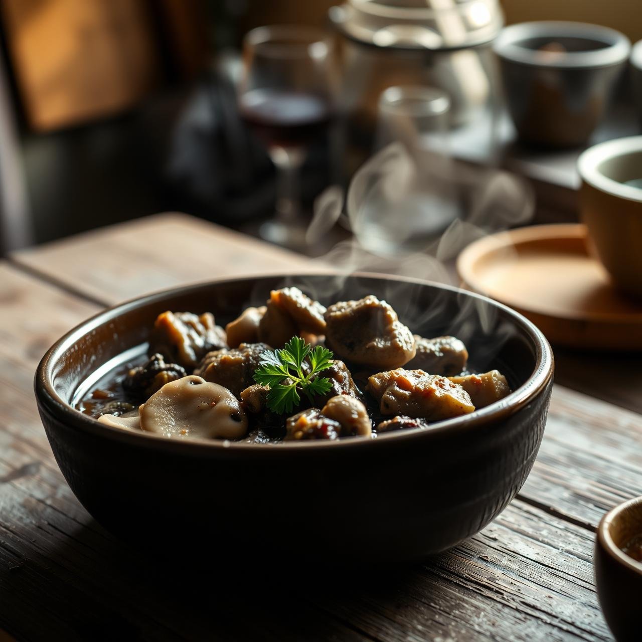 Rich Mushroom Bourguignon Stew (Meatless & Low Calorie)