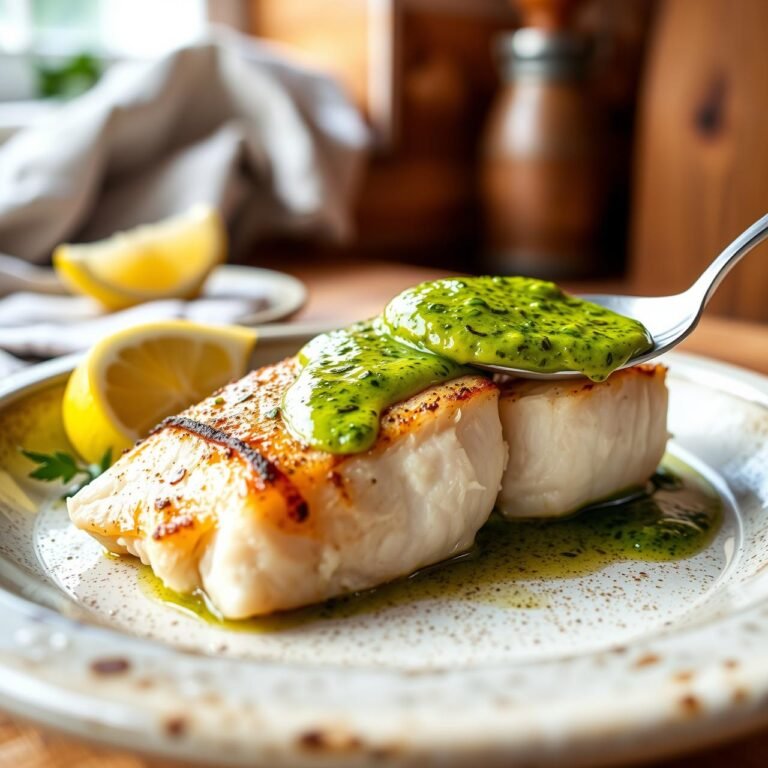Succulent Baked Cod With Zesty Green Sauce (Under 300 Calories)