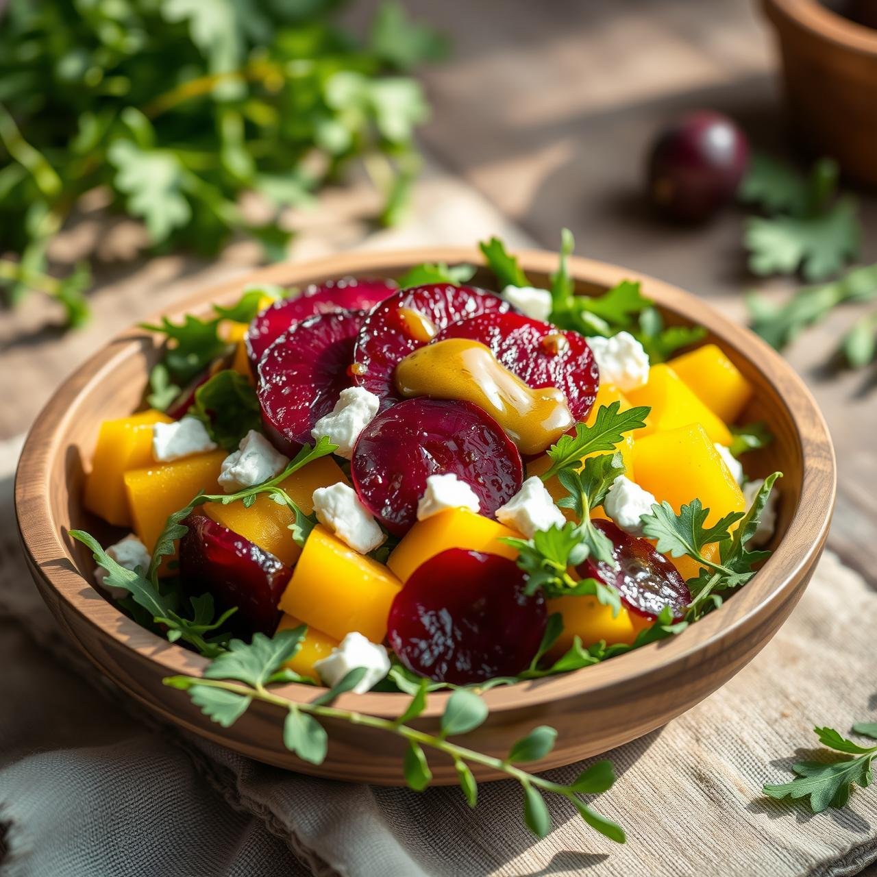 Sweet Roasted Golden Beets & Arugula Salad (No Staining!)